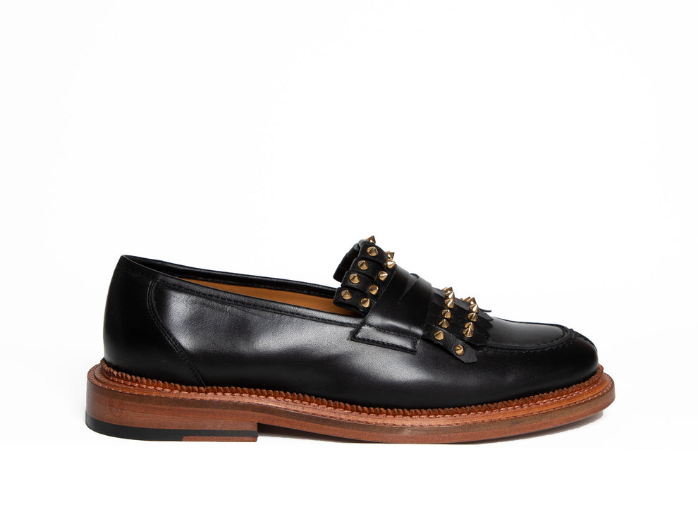 LILY - Black Penny Loafer with Studded Kiltie – Hoydenshoes