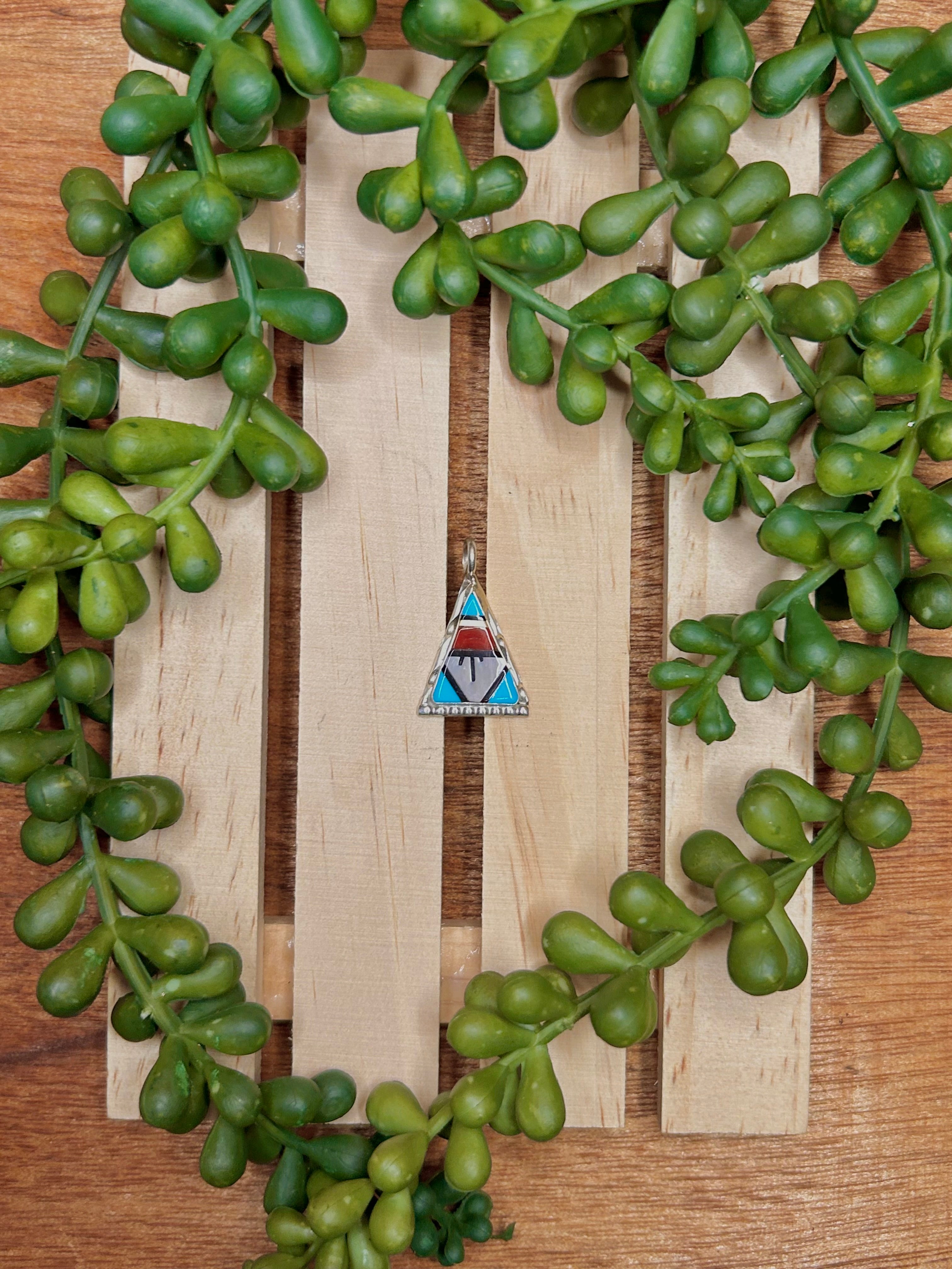 Zuni Made Multi Stone & Sterling Silver Pendant