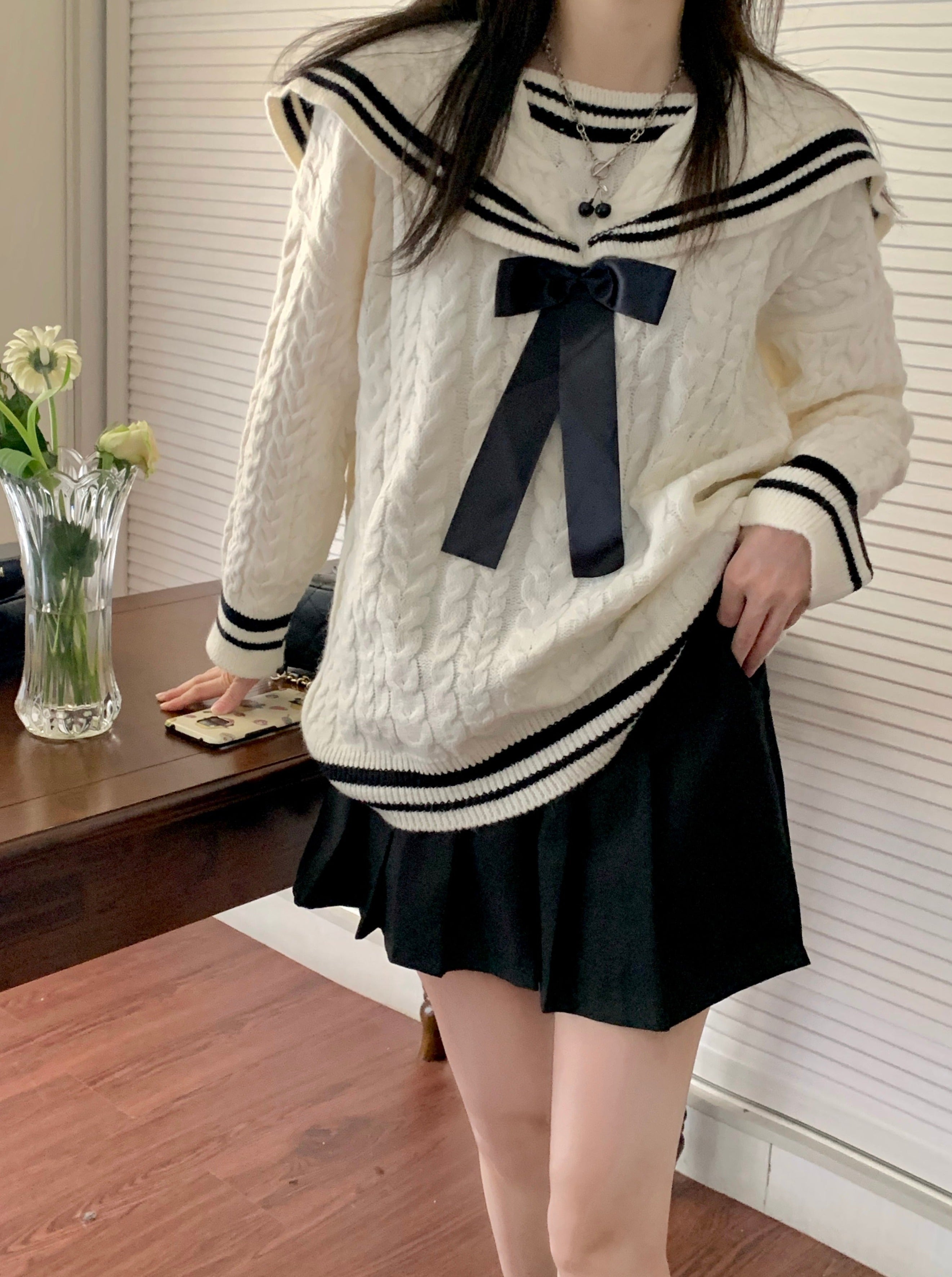 Sailor color boutai knit sweater – Belchic