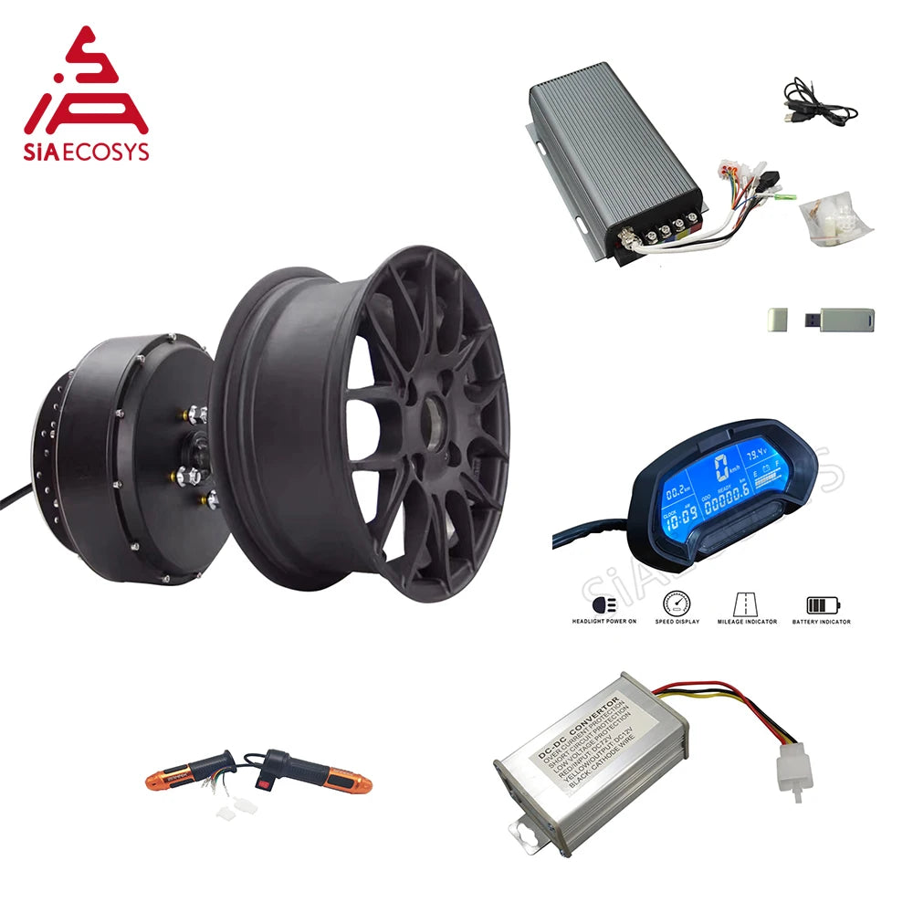 QSMOTOR 12X5.0inch 5000W V4 Single/Dual Shaft Hub Motor Conversion Kits With SVMC72200 Controller