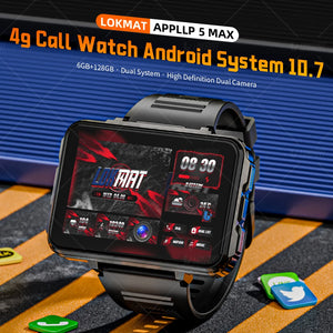 LOKMAT APPLLP 5 MAX Android Watch Phone Square Big Screen Wifi 4G Calls Smartwatches Dual Camera with Flashlight Gaming Watch - E Smart Way 
