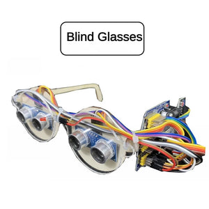 Bionic Blind Robot Glasses Ultrasonic Buzzer Lamp Vibrates Detect Obstacles Programmable Robot Glasse for Arduino Robot DIY Kit - E Smart Way 