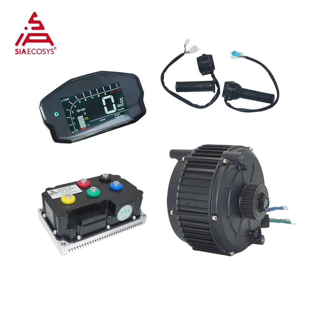 SiAECOSYS QSMOTOR QS165 V2 5000W 72V 35H Encoder PMSM Mid Drive Motor Kits with ND72490B 270A 490A Encoder Controller