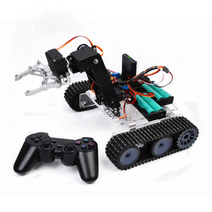 4 Dof Robotic Arm with RC Tank For Arduino Robot DIY Kit Acrylic Ps2 Remote Control Tank MG996 Robot Arm Programmable Robot Car - E Smart Way 
