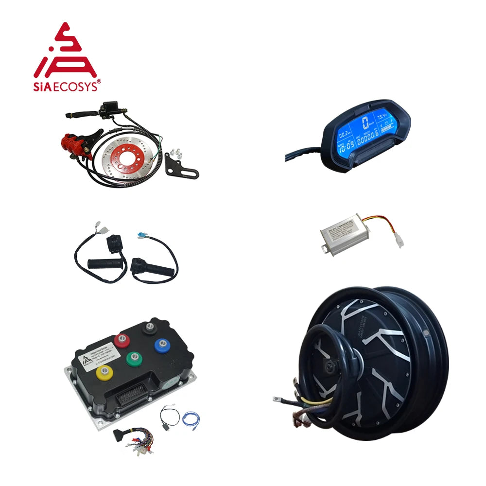 SiAECOSYS QSMOTOR 12inch 3000W 72V 90kph Hub Motor with SIAYQ72120 controller and kits for Electric Motorbike