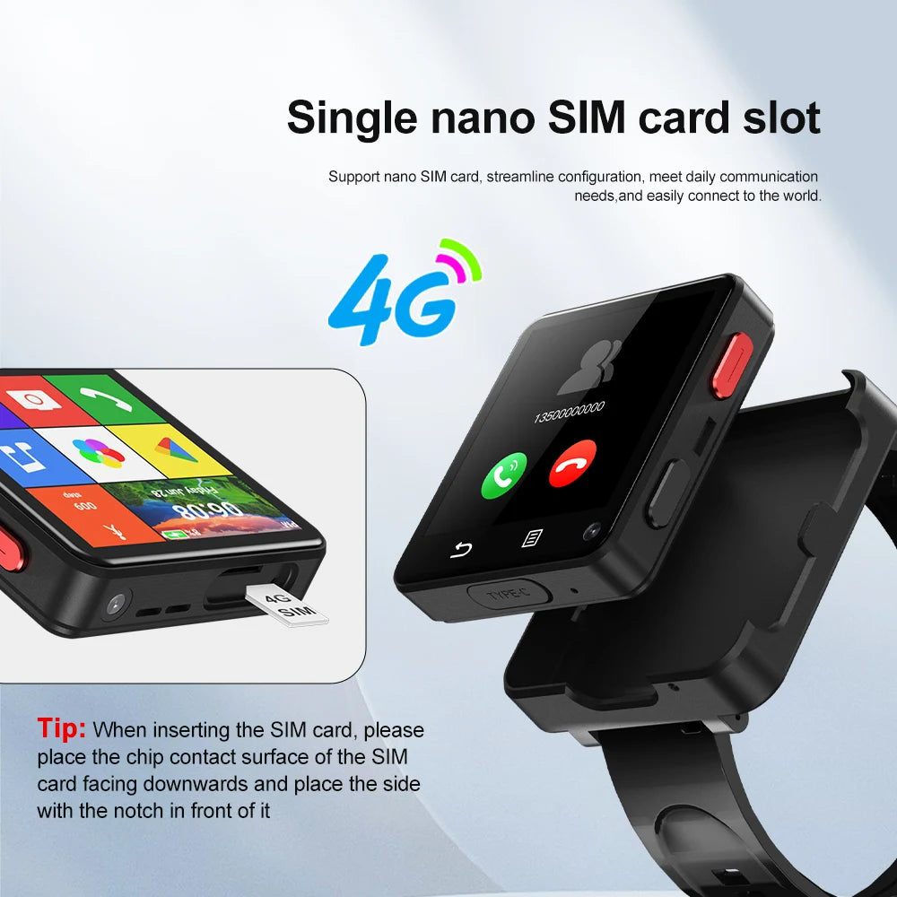 Sf860a6f966524addb35ed0e2d0416a5fE TAOBAO XUESEVEN KOM88 4G SIM Card Smart Watch Android 11.0 OS WIFI 2.64 inch Big Screen 500W Dual Camera GPS 1200mAh Battery Smartwatch