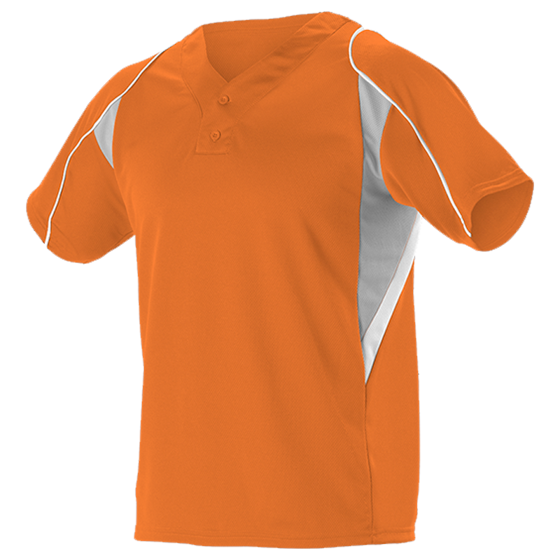 Retro V-Neck Baseball Jersey - Orange/White