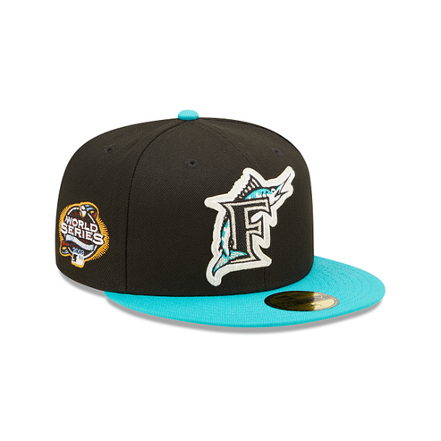 New Era Mens MLB Florida Marlins Side Patch Bloom 59Fifty Fitted