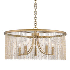 Marilyn 5 Light Chandelier in Peruvian Gold and Crystal Chain Shade
