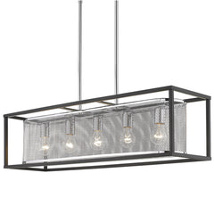 London Linear Pendant in Chrome with a Matte Black Cage