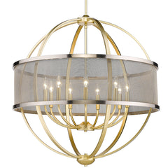 Colson 9 Light Chandelier in Olympic Gold with Pewter Mesh Shade