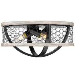 Roost Flush Mount in Matte Black with Chicken Wire Shade
