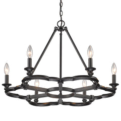 Saxon 6 Light Chandelier in Aged Bronze