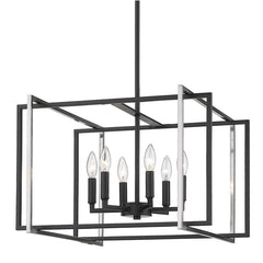 Tribeca 6 Light Chandelier in Matte Black with Pewter Accents