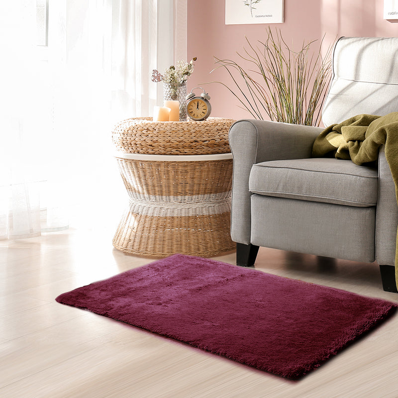 Designer Soft Shag Shaggy Floor Confetti Rug Carpet Home Decor 80x120cm Burgundy