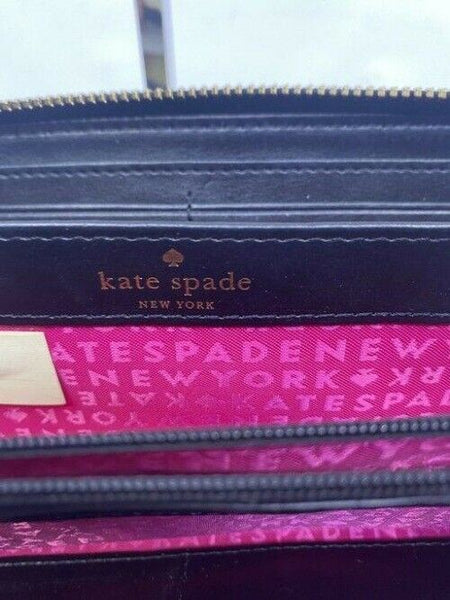 Kate Spade Black White Sailing Striped Large Wallet