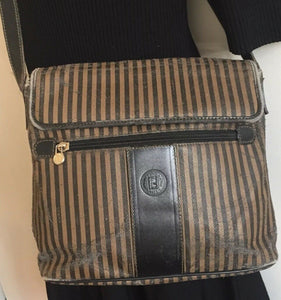 Mahogany Stripe Flap Crossbody Bag 