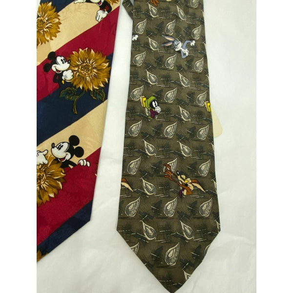 New Lot of 3 Neck tie Disney, Looney Tunes Olive Green Red Total Msrp 75