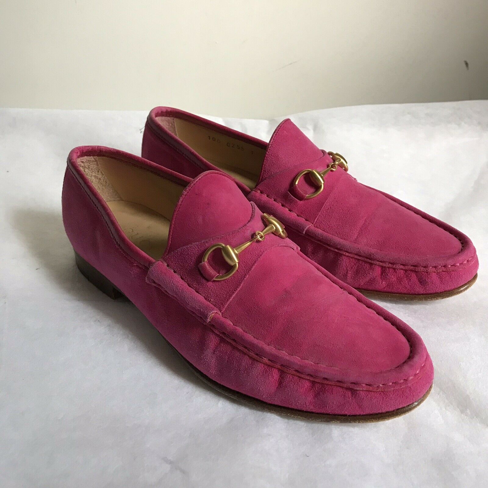 gucci pink suede loafers