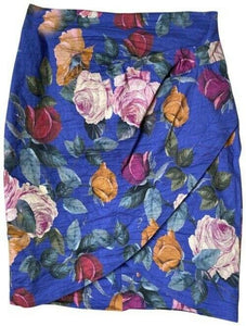 Nicole Miller blue pink green floral msrp skirt