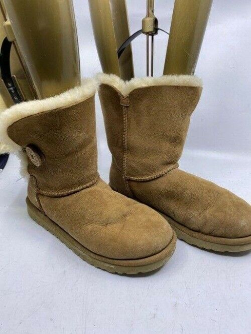 Ugg Australia Tan Wood Button Mid Height Bootsbooties Size Us – ClosetsNYC