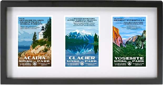 National Park Postcards Framed