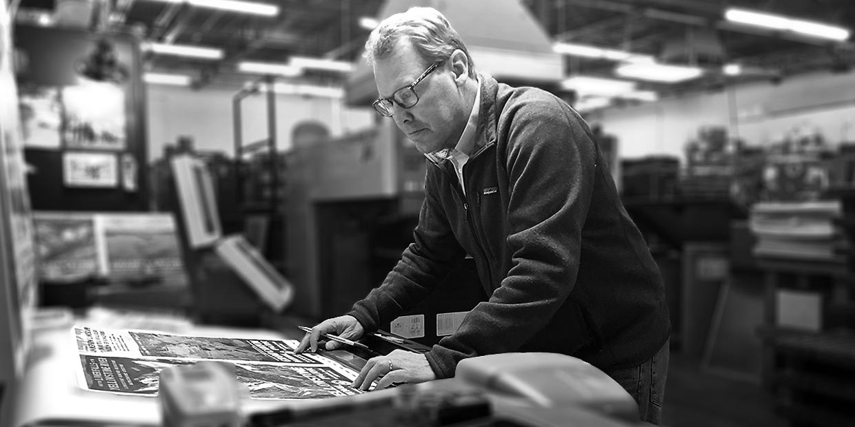 Rob Decker Proofing his WPA-style National Park Posters