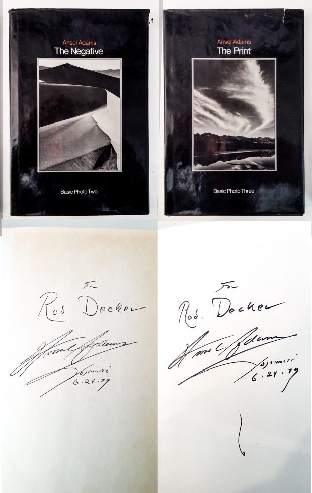 Ansel Adams Books Autographed to Rob Decker