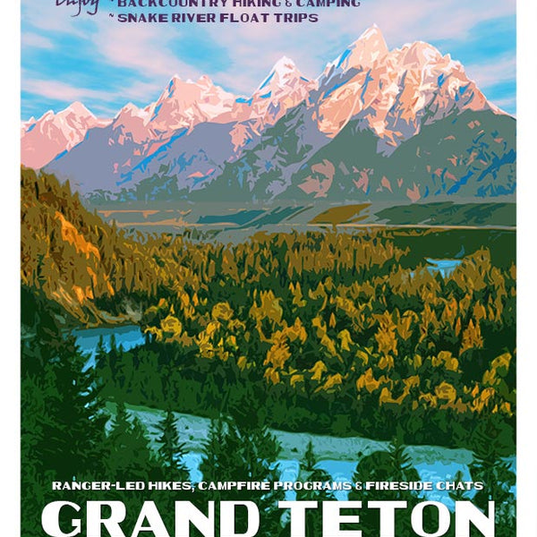 Grand Teton Poster Vintage Style National Park Posters