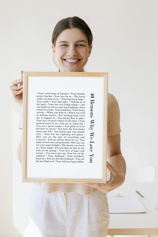 40 reasons why we love you personalised print
