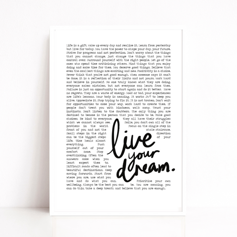 live your dream quote print