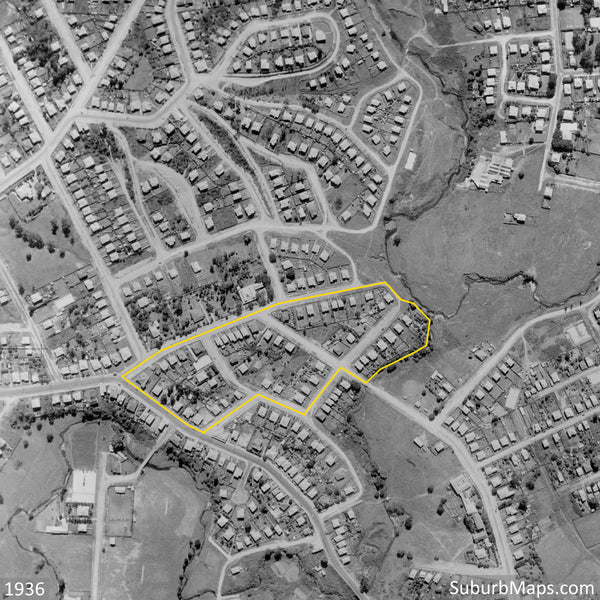 1936 Aerial Photo of Hawthorn Park Estate