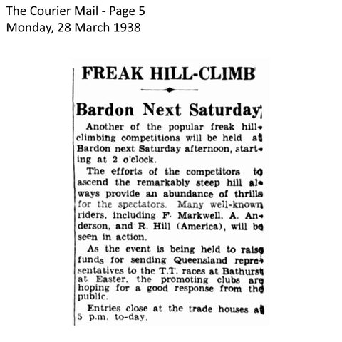 Freak Hill Climb - Bardon Next Saturday