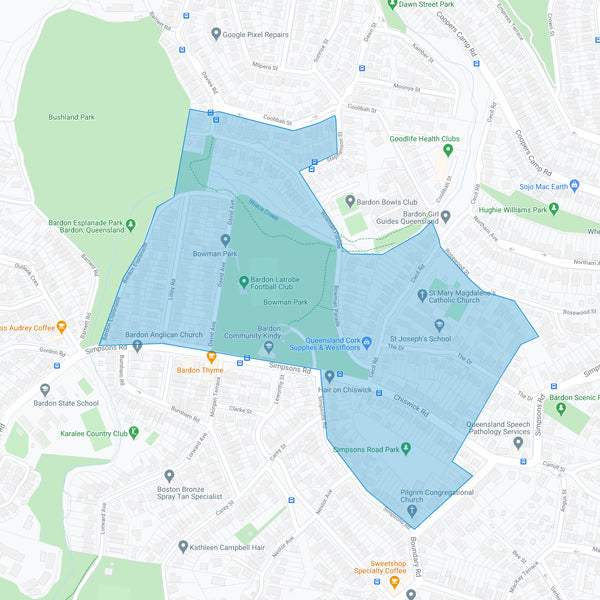 Google map showing the present day location of Bardon Estate