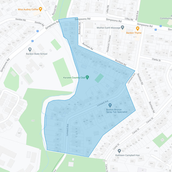 Google map showing the present day location of Bardon Park Estate - 6th Section