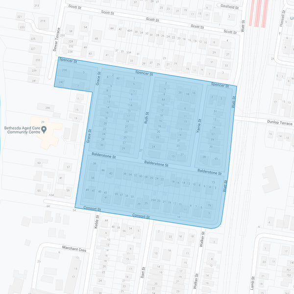 Google map showing the present day location of Spencer's Hill