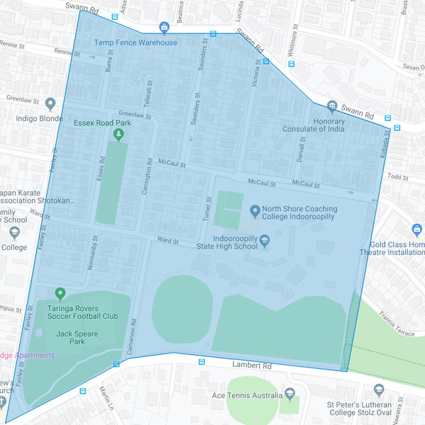 Google map showing the present day location of East Indooroopilly Estate