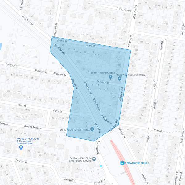 Google map showing the present day location of The Adams Estate