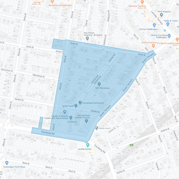 Google map showing the present day location of Given Terrace Estate