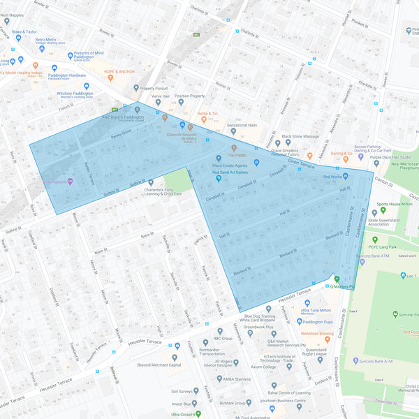 Google map showing the present day location of Mayne Estate