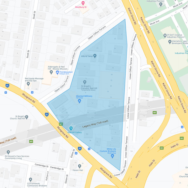 Google map showing the present day location of Kenilworth Estate