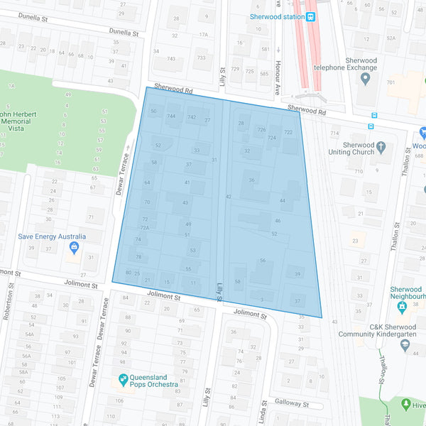 Google map showing the present day location of Sherwood Rise Estate