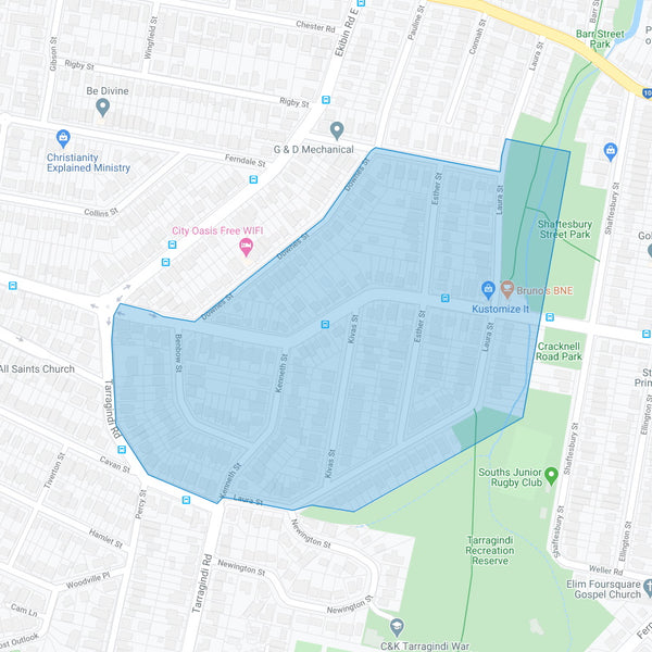 Google map showing the present day location of Cracknel Road Estate