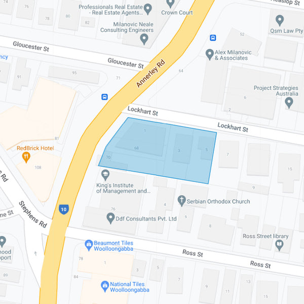 Google map showing the present day location of Annerley Road