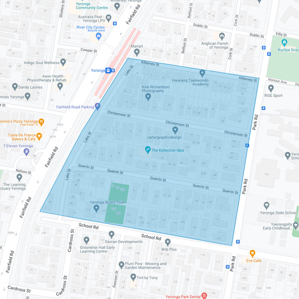 Google map showing the present day location of Yerong Estate