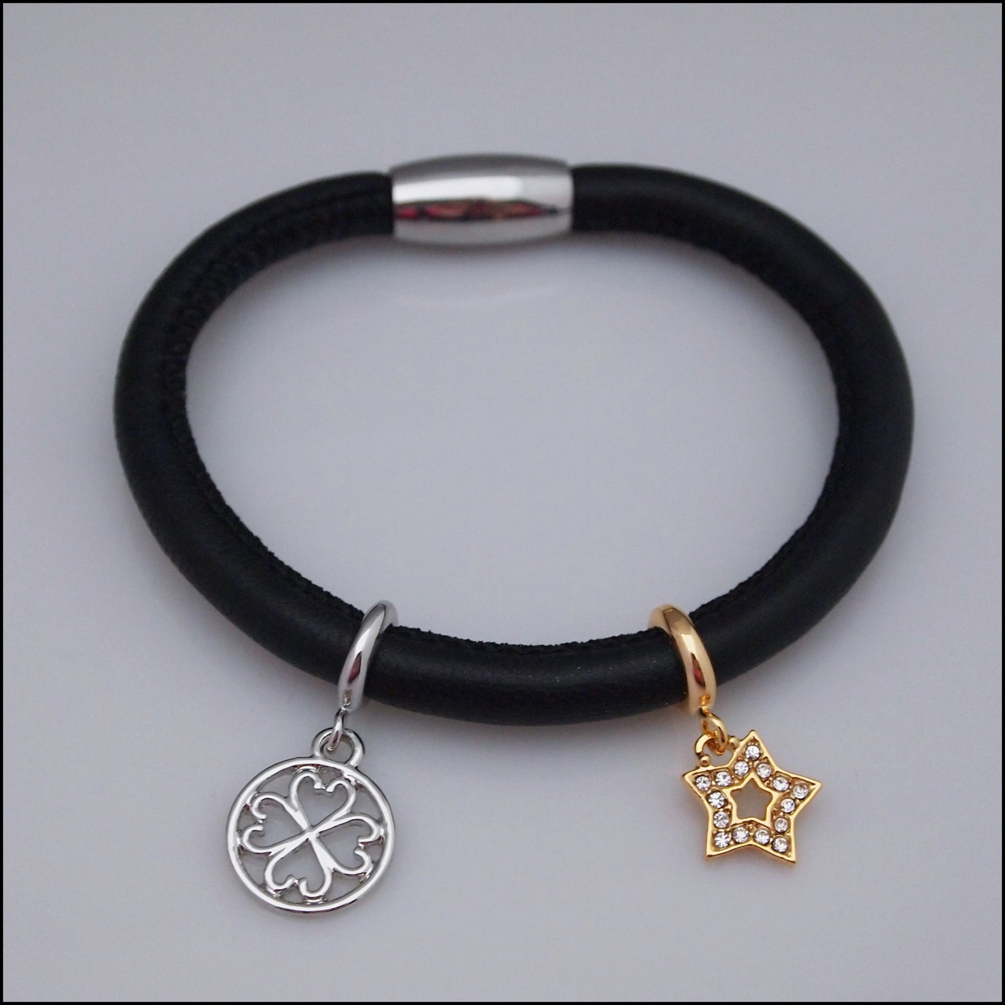 Single Leather Charm Bracelet - Black – Find Something Special