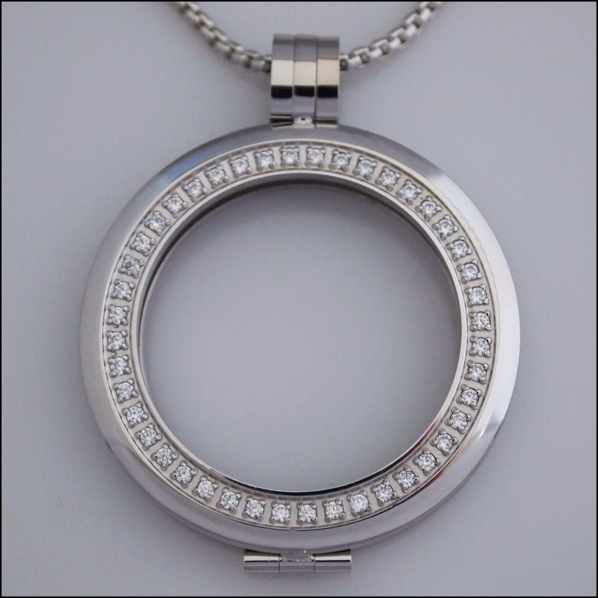 Smooth Surround Crystal Coin Holder Pendant - Silver – Find Something ...