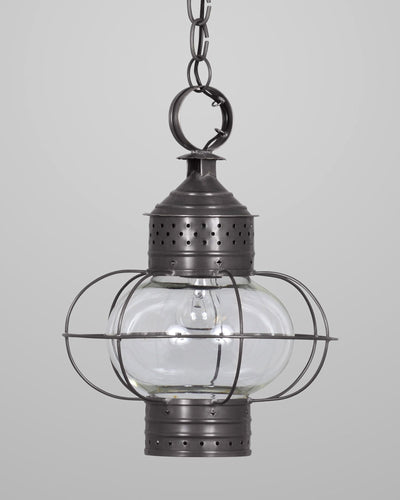 Scofield Lighting Collection image 1 of a New England Onion Hanging Lantern Small made-to-order.  Shown in Bronzed Copper.