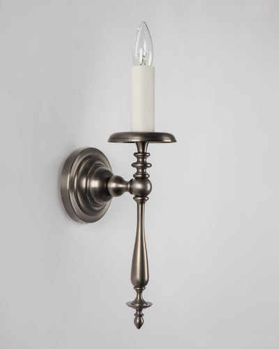 Remains Lighting Co. Collection image 1 of a Thelonious Sconce made-to-order.  Shown in Light Pewter.