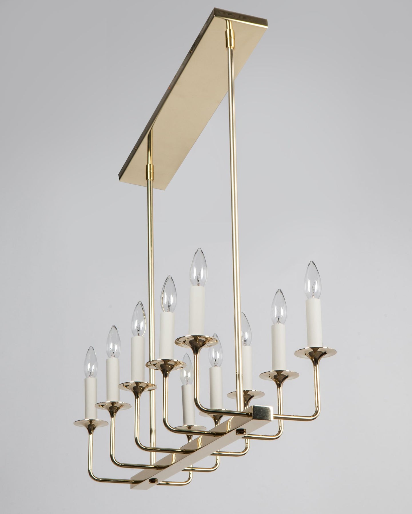 linear brass chandelier